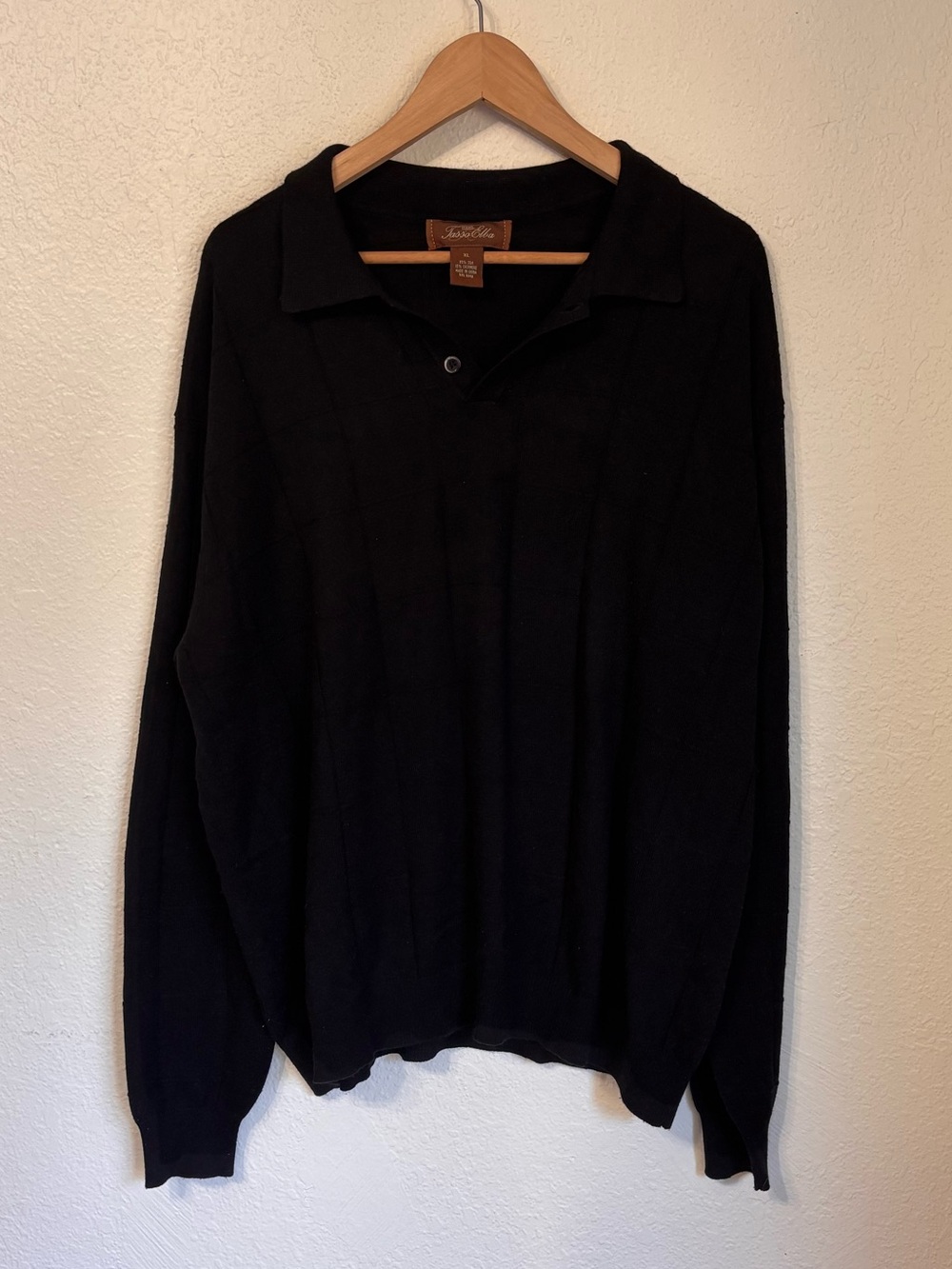 Tasso Elba Silk and Cashmere Collared Sweater XL